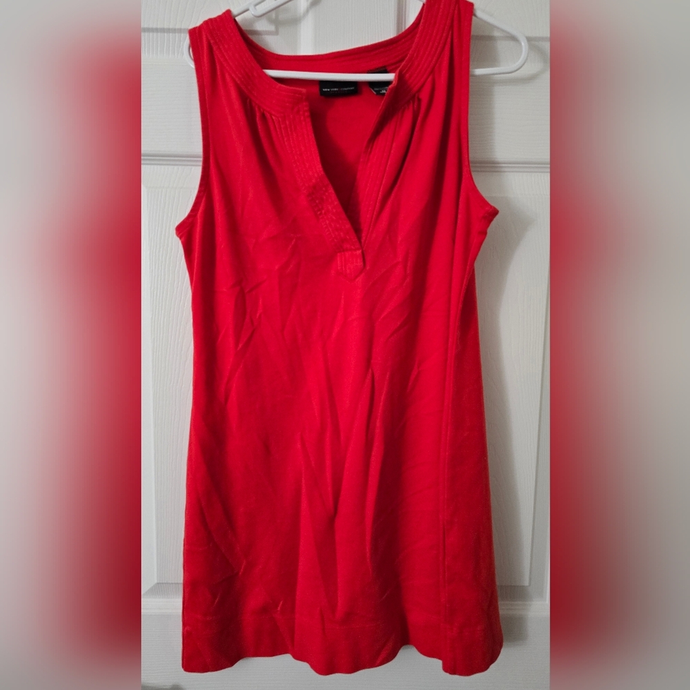 New York and Company Red Sleeveless V Neck Top